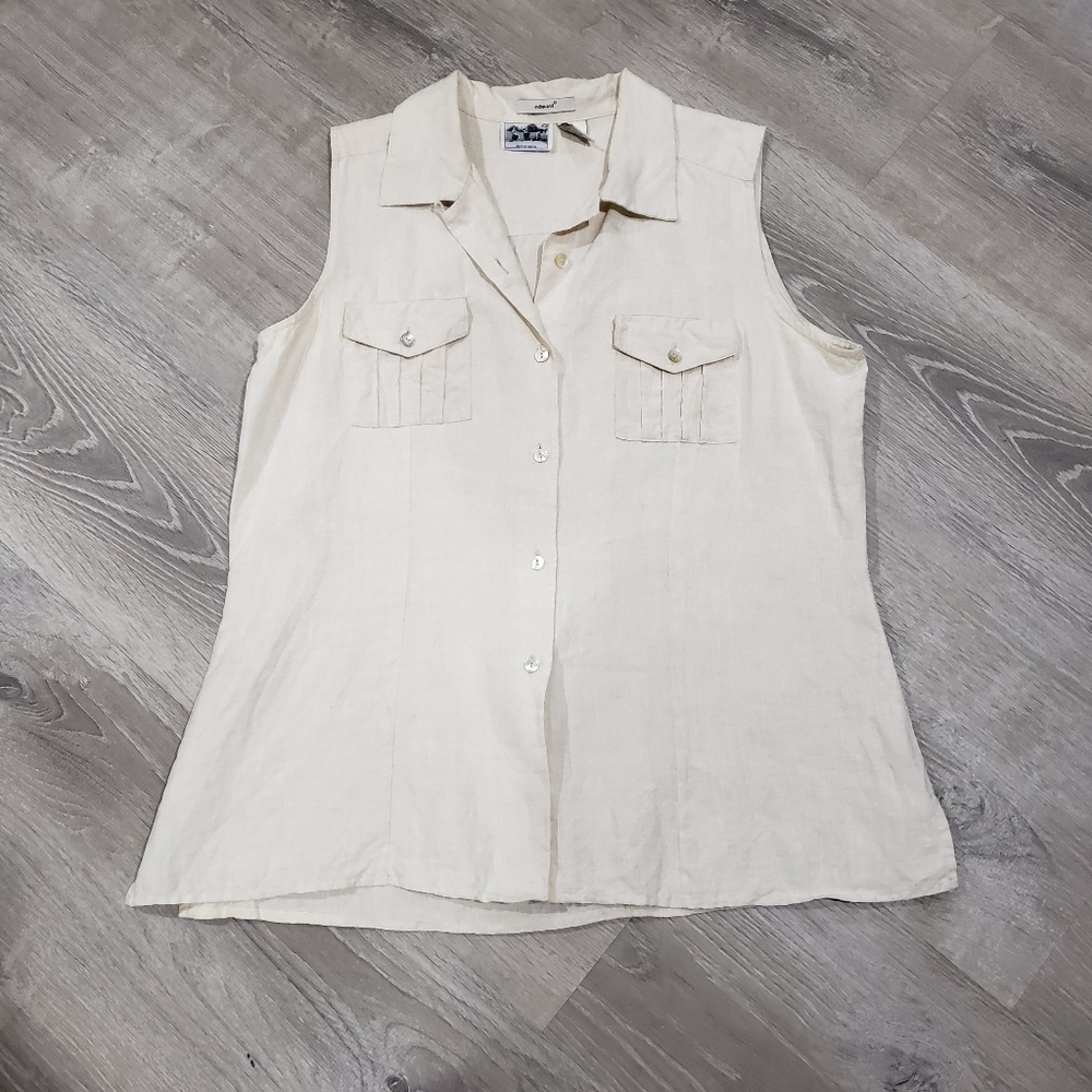 Edward Irish Linen Buttondown  Sleeveless Linen Size L